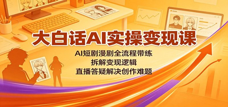 大白话AI实操变现课:AI短剧漫剧全流程带练,拆解变现逻辑,直播答疑解决创作难题-初遇资源网