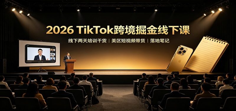 2026 TikTok跨境掘金线下课:线下两天培训干货,美区短视频带货落地笔记-初遇资源网