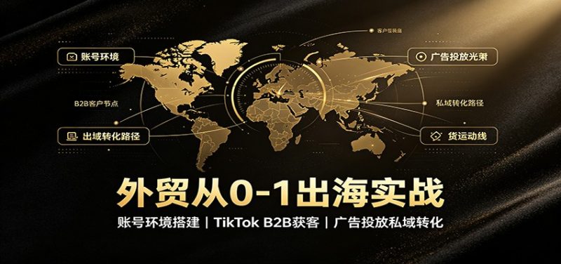 外贸从0-1出海实战：账号环境搭建，TikTok B2B获客，广告投放私域转化-初遇资源网