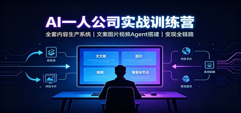 AI创作一人公司实战训练营:全套内容生产系统,文案图片视频Agent搭建变现全链路-初遇资源网