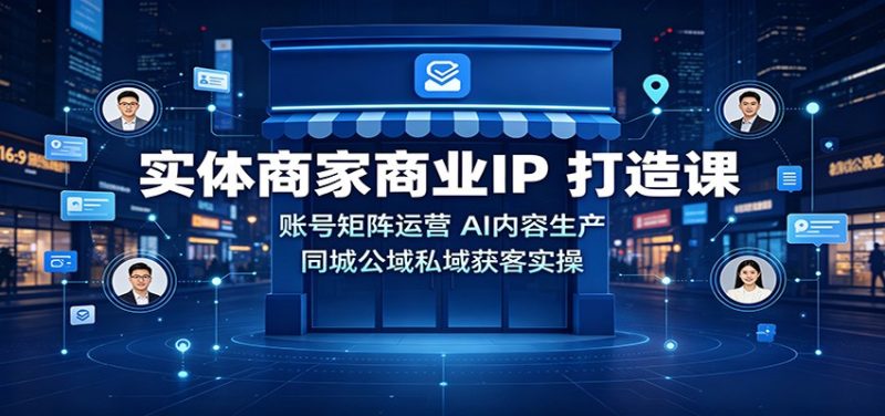 实体商家商业IP打造课：账号矩阵运营，AI内容生产，同城公域私域获客实操-初遇资源网