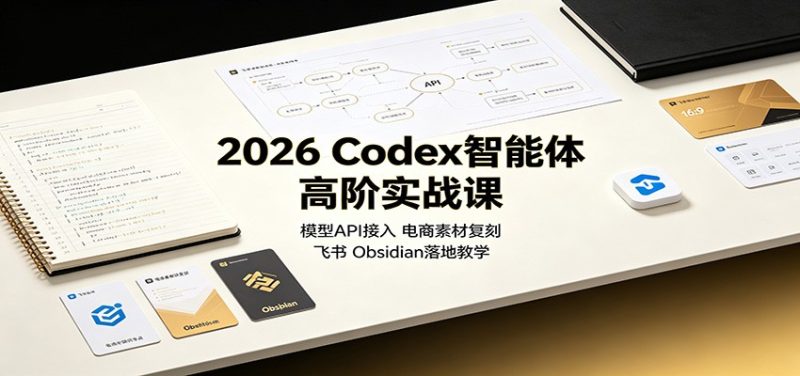 2026 Codex智能体高阶实战课：模型API接入，电商素材复刻，飞书Obsidian落地教学-初遇资源网