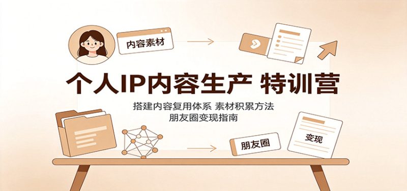 个人IP内容生产特训营：搭建内容复用体系，素材积累方法，朋友圈变现指南-初遇资源网
