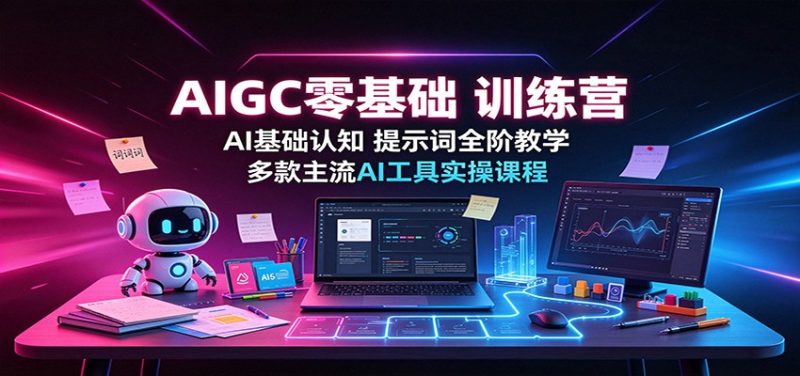AIGC零基础训练营:AI基础认知,提示词全阶教学,多款主流AI工具实操课程-初遇资源网