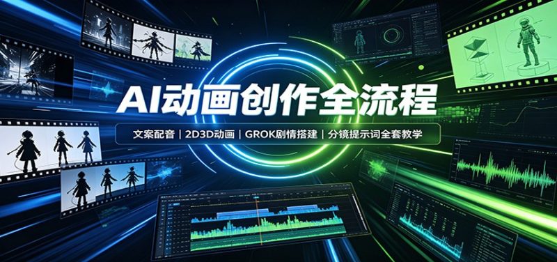 AI动画创作全流程:文案配音,2D3D动画,GROK剧情搭建,分镜提示词全套教学-初遇资源网