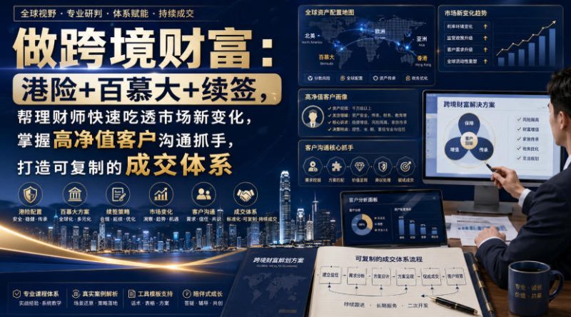 做跨境财富:港险+百慕大+续签,帮理财师快速吃透市场新变化,掌握高净值客户沟通抓手,打造可复制的成交体系-初遇资源网