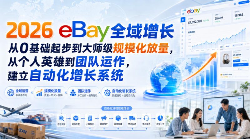 2026 eBay全域增长,从0基础起步到大师级规模化放量,从个人英雄到团队运作,建立自动化增长系统-初遇资源网