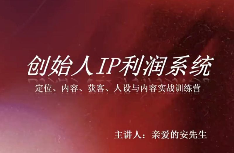 创始人IP利润系统8月训练营,定位、内容、获客、人设与内容实战训练营-初遇资源网