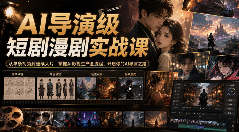 AI导演级短剧漫剧实战课，从单条视频到连续大片，掌握AI影视生产全流程，开启你的AI导演之路! - 冒泡网