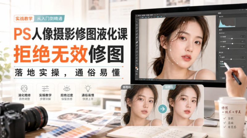 PS人像摄影修图液化课,拒绝无效修图,落地实操,通俗易懂-初遇资源网