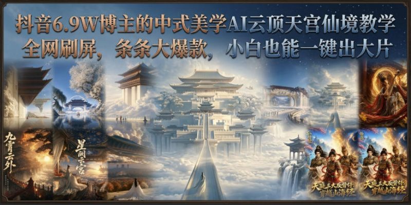 抖音6.9W博主的中式美学AI云顶天宫仙境教学,全网刷屏,条条大爆款,小白也能一键出大片-初遇资源网