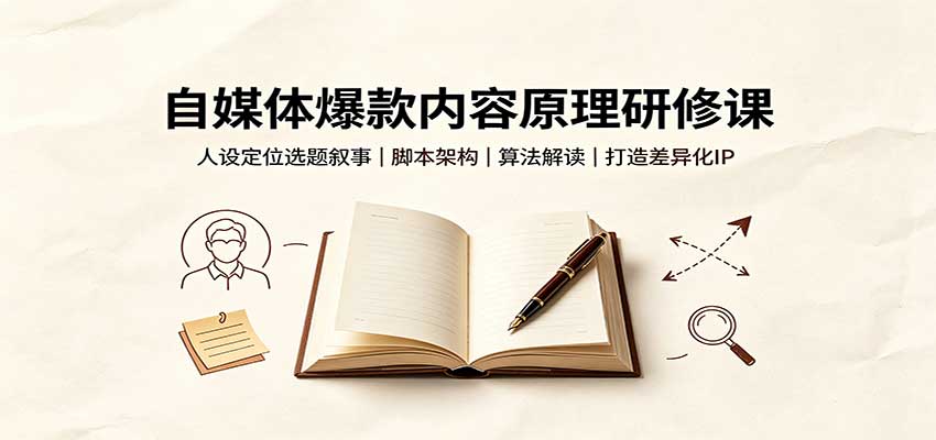 自媒体爆款内容原理研修课：人设定位选题叙事，脚本架构，算法解读打造差异化IP - 福缘网