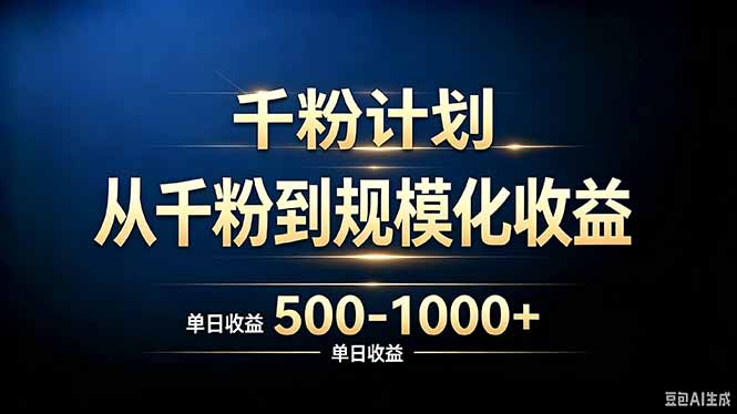 抖音千粉账号计划,从千粉到规模化收益 500-1000+单日收益-初遇资源网