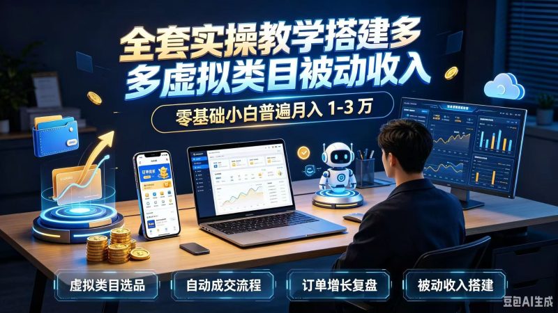 全套实操教学搭建多多虚拟类目被动收入，零基础小白普遍月入 1-3 万-初遇资源网