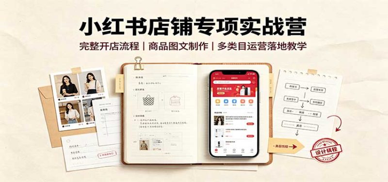 小红书店铺专项实战营:完整开店流程,商品图文制作,多类目运营落地教学-初遇资源网