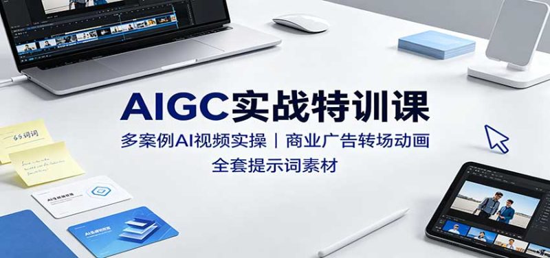 AIGC实战特训课:多案例AI视频实操,商业广告转场动画,全套提示词素材-初遇资源网