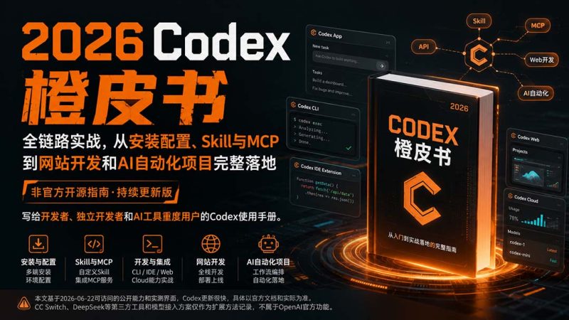 2026Codex橙皮书：全链路实战，从安装配置、Skill与MCP到网站开发和AI自动化项目完整落地-初遇资源网