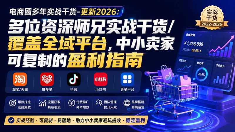 电商圈多年实战干货-更新2026：多位资深师兄实战干货/覆盖全域平台，中小卖家可复制的盈利指南-初遇资源网