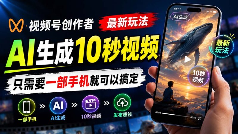 视频号创作者最新玩法,AI生成10秒视频,只需要一部手机就可以搞定-初遇资源网
