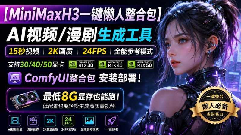 MiniMaxH3一键懒人整合包:AI视频/漫剧生成工具,15秒视频-初遇资源网