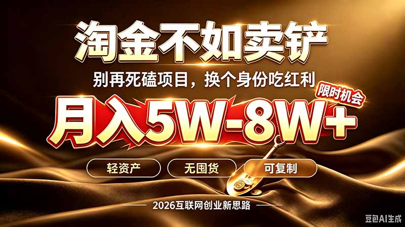 别再傻乎乎埋头跑项目!互联网真正赚钱逻辑:做卖铲人,拒绝当韭菜,逆风翻盘月入5-8W+-初遇资源网