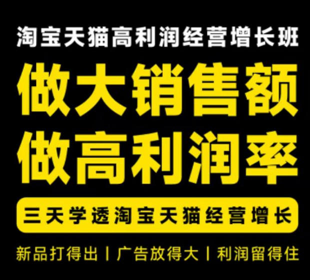 天猫淘宝高利润经营增长班杭州线下课31期8月22-24日,做大销售额做高利润率,三天学透淘宝天猫经营增长-初遇资源网