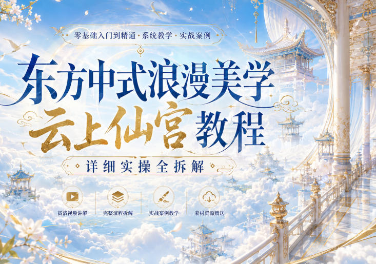 东方中式浪漫美学云上仙宫教程，详细实操全拆解-初遇资源网
