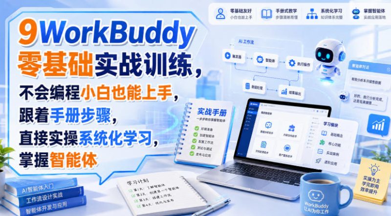 WorkBuddy零基础实战训练,不会编程小白也能上手,跟着手册步骤,直接实操系统化学习,掌握智能体-初遇资源网