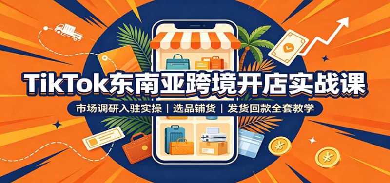 TikTok东南亚跨境开店实战课:市场调研入驻实操,选品铺货,发货回款全套教学-初遇资源网