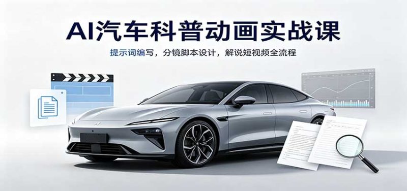 AI汽车科普动画实战课：提示词编写，分镜脚本设计，解说短视频全流程-初遇资源网