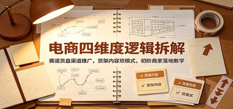 电商四维度逻辑拆解：赛道货盘渠道推广，货架内容双模式，初阶商家落地教学-初遇资源网