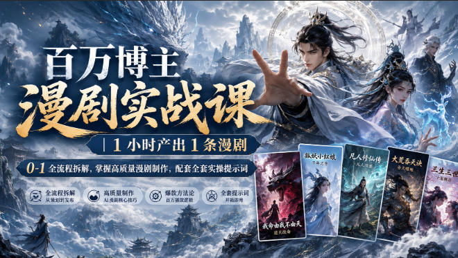 百万博主漫剧实战课｜1小时产出1条漫剧，0‑1全流程拆解，掌握高质量漫剧制作，配套全套实操提示词-初遇资源网