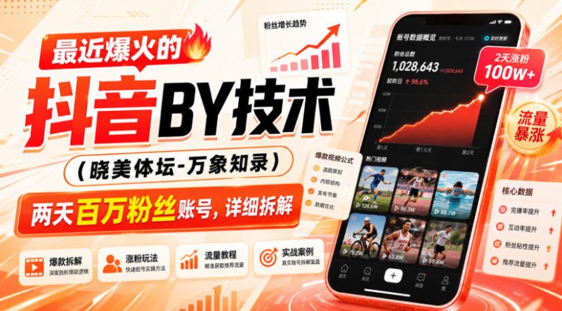 最近爆火的抖音搬运技术(晓美体坛-万象知录),两天百万粉丝账号,详细拆解-初遇资源网