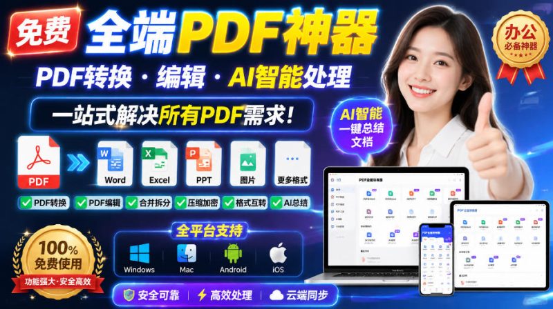 免费全端PDF神器，PDF转换·编辑·AI智能处理，一站式解决所有PDF需求!-初遇资源网