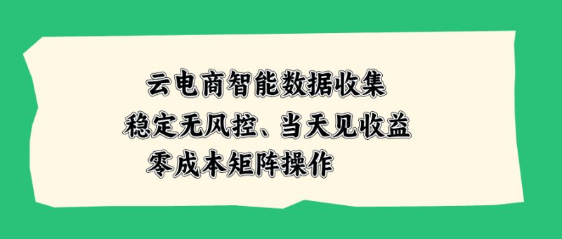 云电商智能数据收集，稳定无风控，当天见收益，零成本矩阵操作-初遇资源网