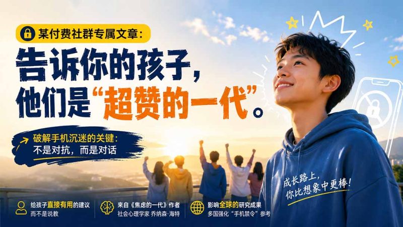 某付费社群专属文章：告诉你的孩子，他们是“超赞的一代”。-初遇资源网