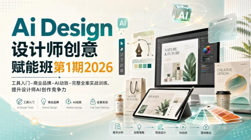 Ai Design设计师创意赋能班第1期2026|工具入门‑商业品牌‑AI动效‑完整全案实战训练,提升设计师AI创作竞争力-初遇资源网