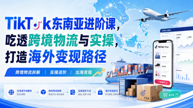 TikTok东南亚进阶课,吃透跨境物流与实操,打造海外变现路径-初遇资源网