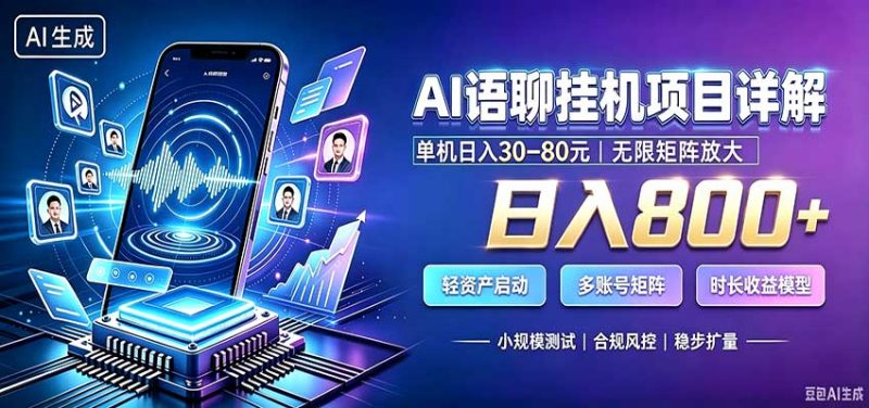AI语聊挂机,日入800+,适用个人副业,工作室矩阵操作-初遇资源网