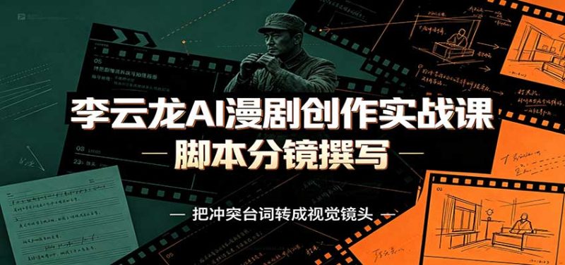 李云龙AI漫剧创作实战课:角色人设还原,脚本分镜撰写,AI漫剧成片完整制作教学-初遇资源网
