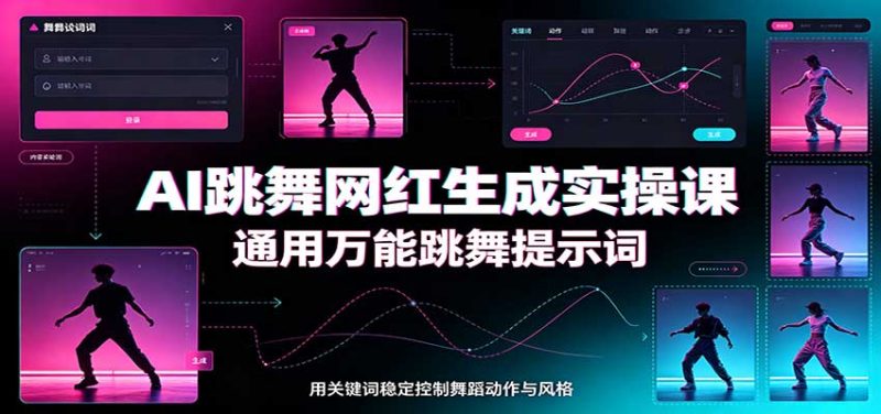 AI跳舞网红生成实操课:通用万能跳舞提示词,多模型适配,人物舞蹈视频制作全套教学-初遇资源网
