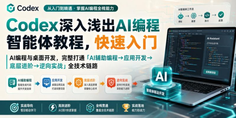 Codex深入浅出AI编程智能体教程,快速入门AI编程与桌面开发,打通「AI辅助编程→应用开发→底层进阶→逆向实战」全技术链路-初遇资源网