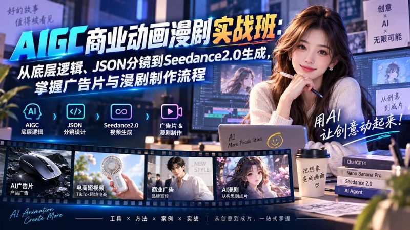 AIGC商业动画漫剧实战班-更新:从底层逻辑、JSON分镜到Seedance2.0生成,掌握广告片与漫剧制作流程-初遇资源网