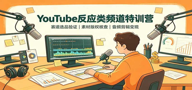 YouTube反应类频道特训营:赛道选品验证,素材版权核查,音频剪辑变现-初遇资源网