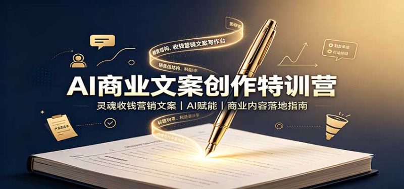 AI商业文案创作特训营:灵魂收钱营销文案,AI赋能,商业内容落地指南-初遇资源网