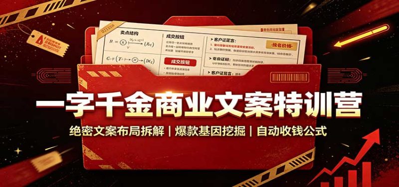 一字千金商业文案特训营:绝密文案布局拆解,爆款基因挖掘,自动收钱公式-初遇资源网