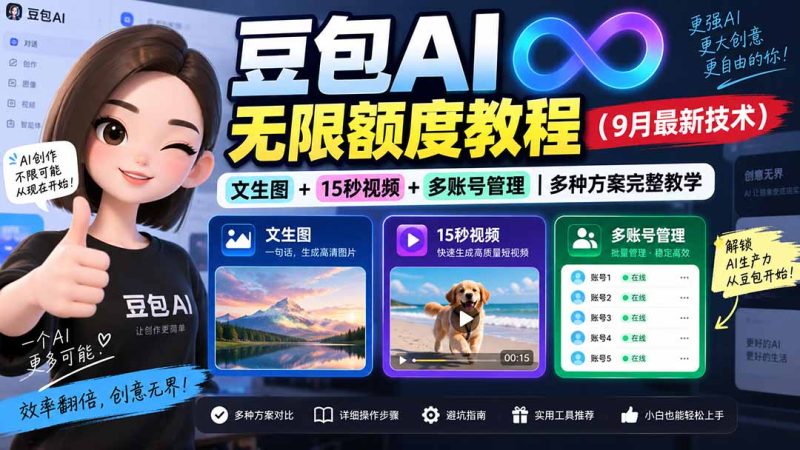 豆包AI无限额度教程(9月最新技术)|文生图+15秒视频+多账号管理|多种方案完整教学-初遇资源网