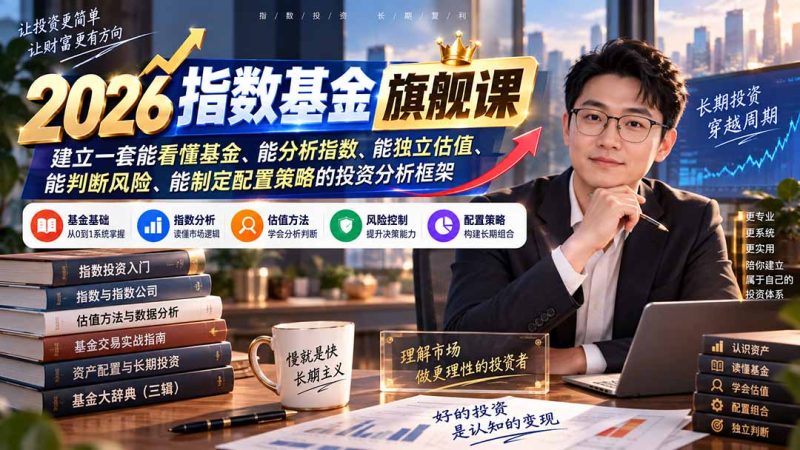2026指数基金旗舰课|建立一套能看懂基金、能分析指数、能独立估值、能判断风险、能制定配置策略的投资分析框架-初遇资源网