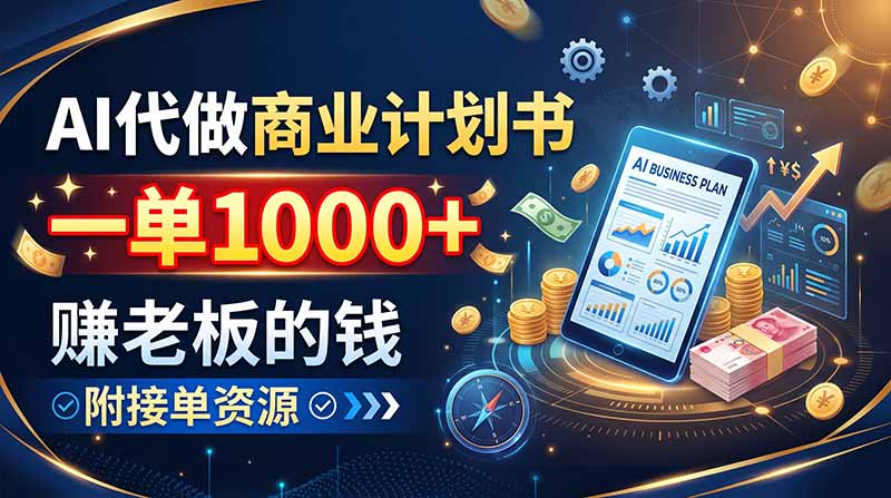 AI代做商业计划书,一单1000+,赚老板的钱,附接单资源-初遇资源网