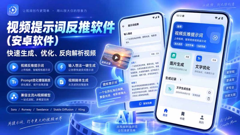 视频提示词反推软件(安卓软件),快速生成、优化、反向解析视频-初遇资源网
